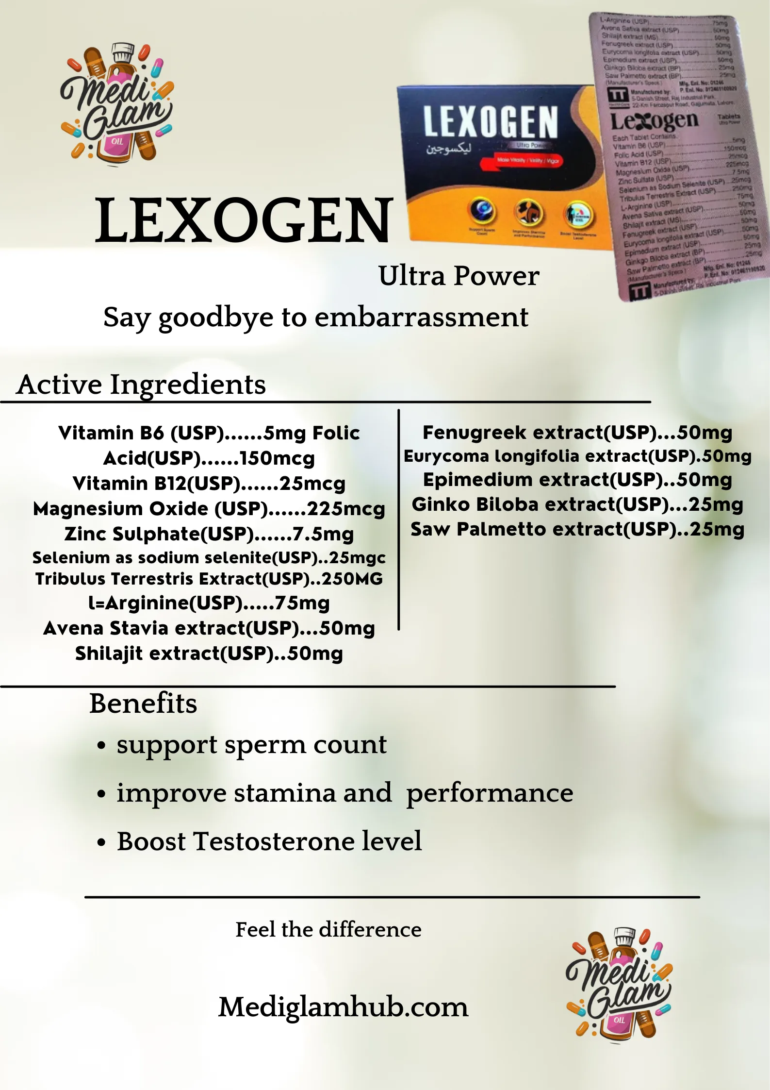 Black and Beige Photo-centric Ingredients and Benefits Medicine Poster
