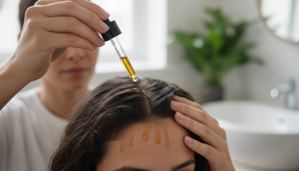 Applying best hair growth oils to scalp