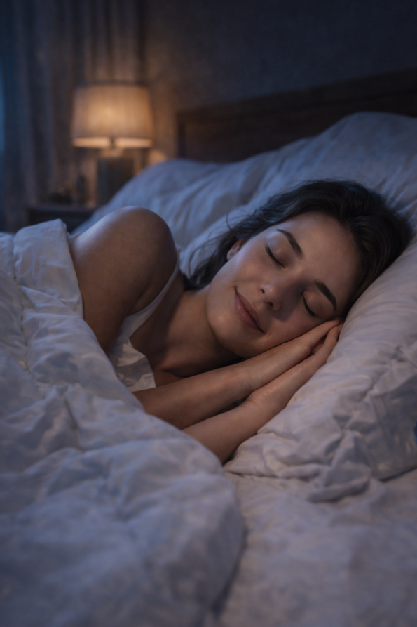 Woman sleeping deeply after taking magnesium glycinate