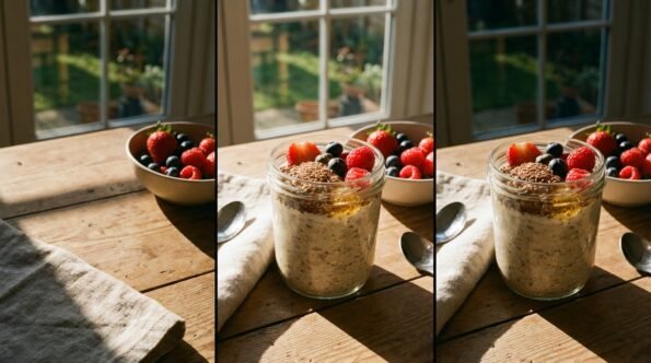 Healthy breakfast oatmeal with flax seeds for weight loss