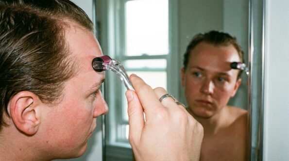 Using derma roller on hairline for growth