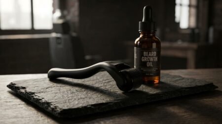 Beard growth roller results tool and oil kit