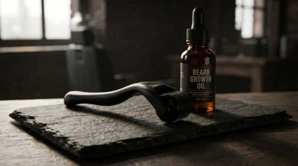 Beard growth roller results tool and oil kit