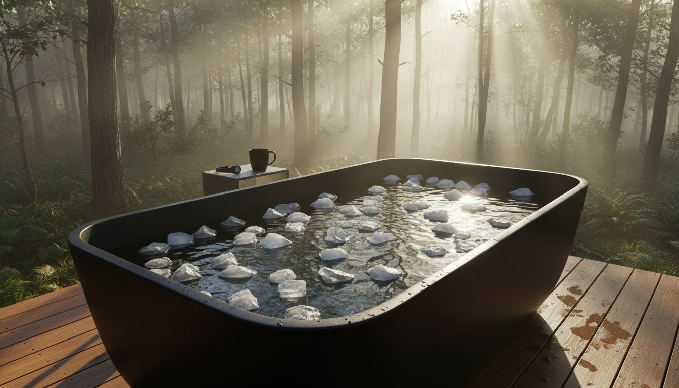 Cold plunge benefits ice bath tub in nature