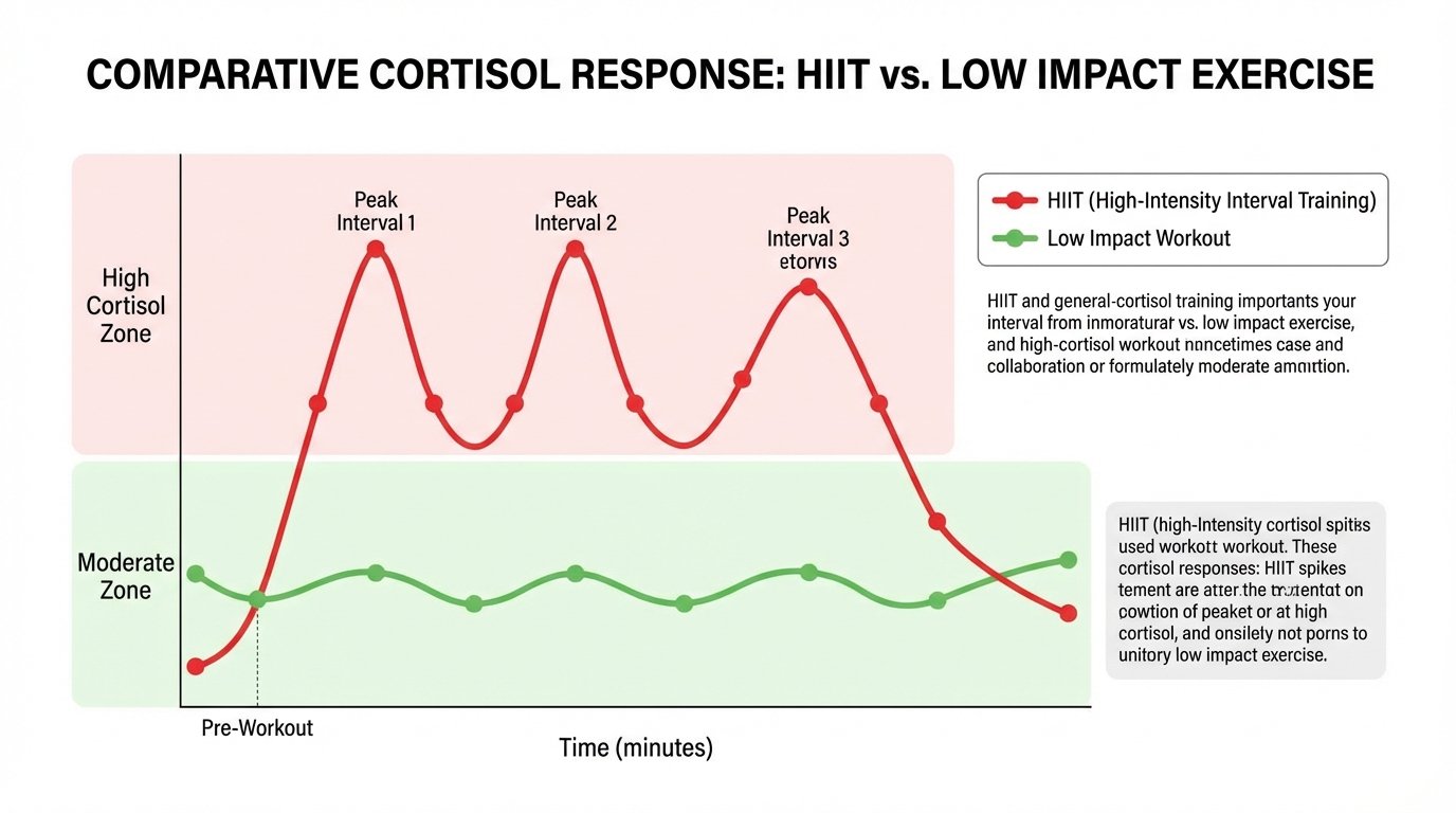 Chart showing cortisol spike from HIIT vs cortisol detox workout