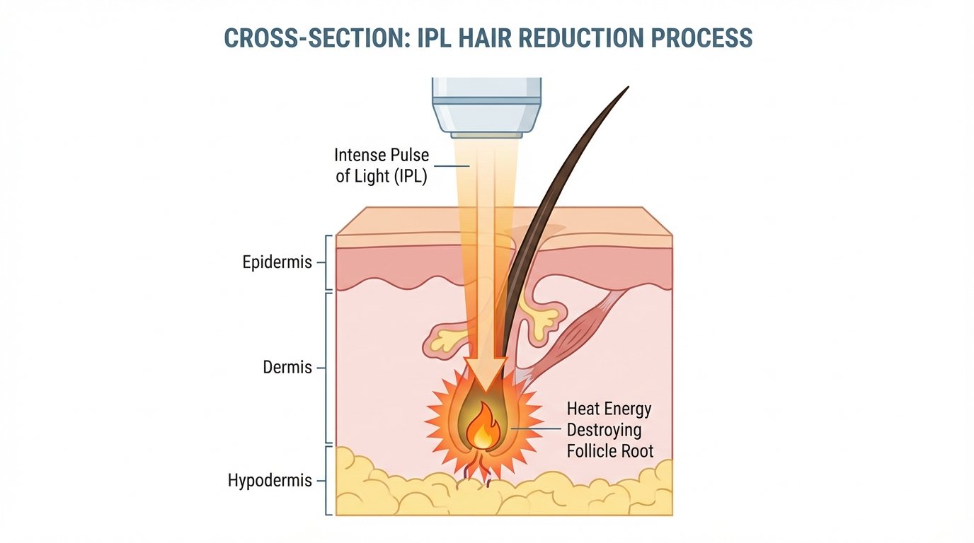 Science of IPL light destroying hair follicle