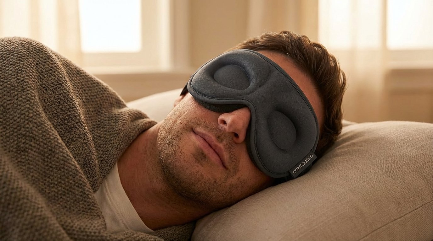 Contoured sleep mask with zero eye pressure