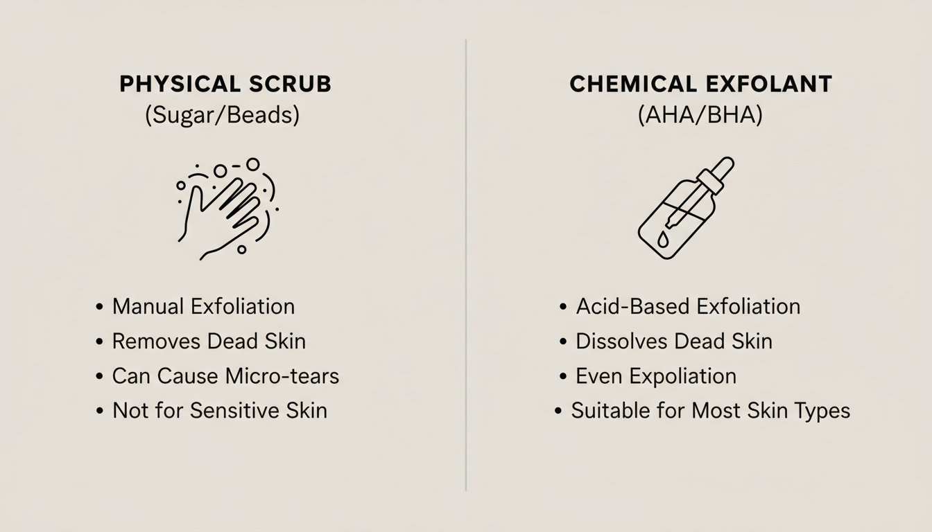 Physical vs chemical exfoliation for strawberry legs