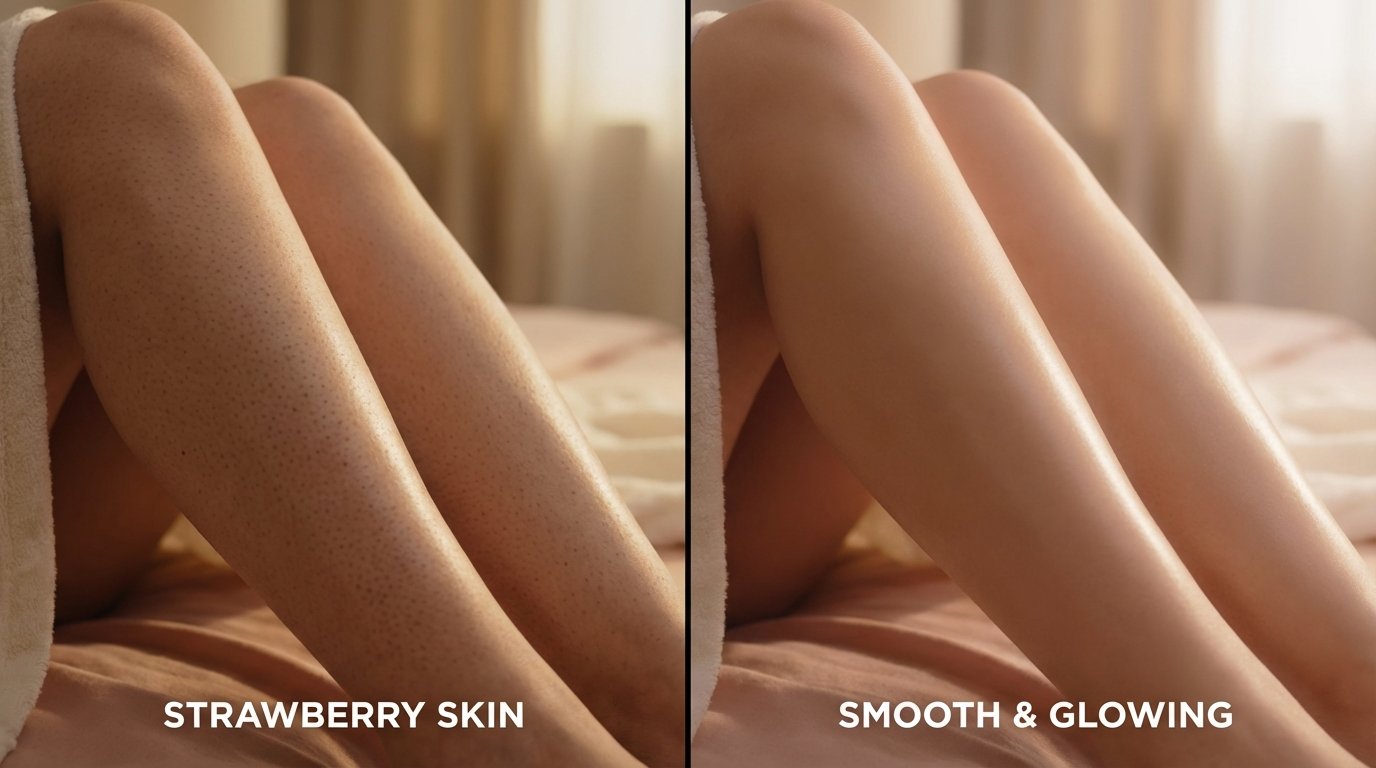 Strawberry legs cure before and after comparison