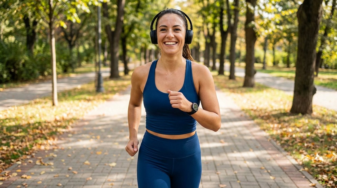 Woman doing zone 2 cardio walking for cortisol detox