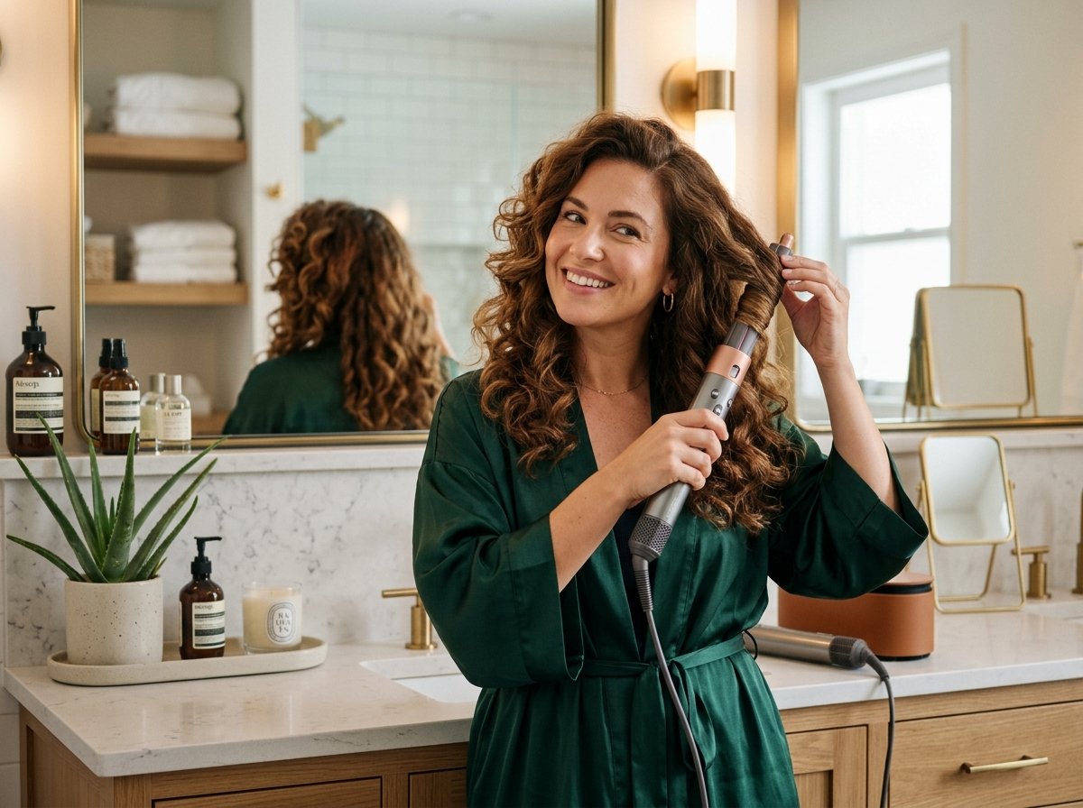 Woman styling hair with the best Dyson Airwrap alternatives